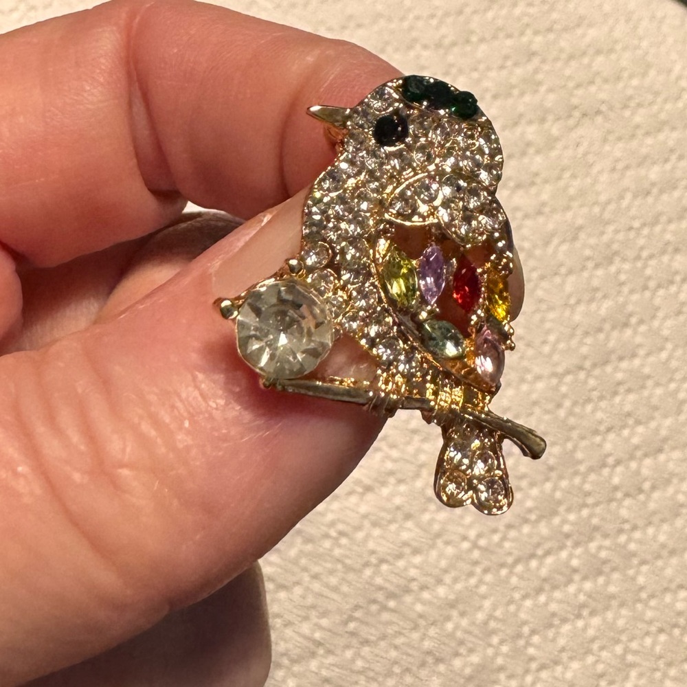 Beautiful jeweled bling, hummingbird brooch